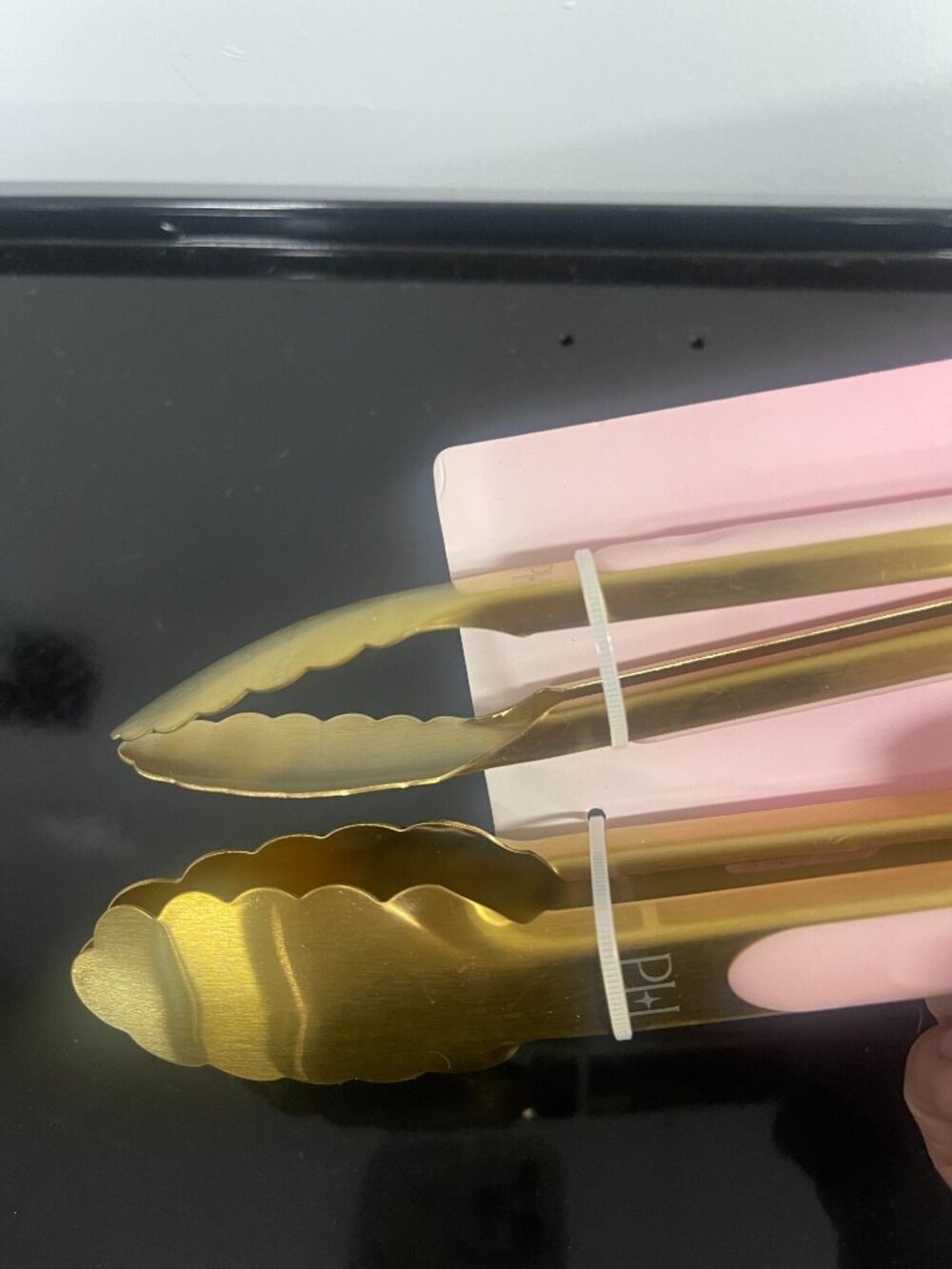 Paris Hilton Pink Gold Tong Set 2pc Kitchen Utensils New - Picture 4 of 5